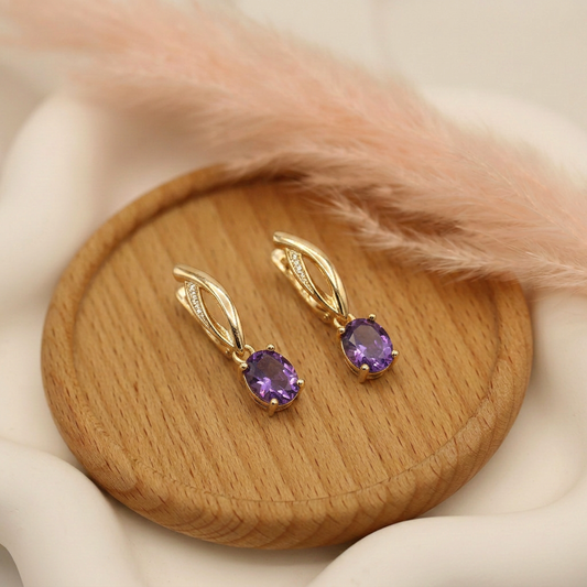 Aros Colgantes Zafiro Violeta