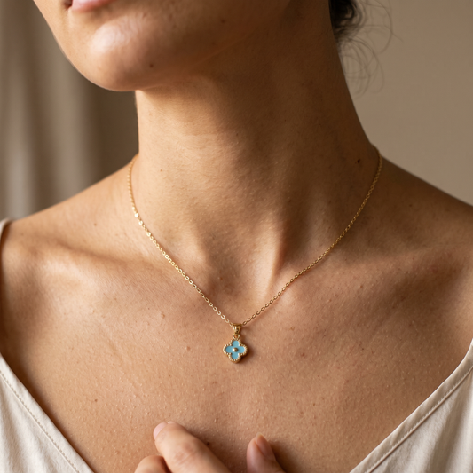 Collar Trebol Mar de Oro
