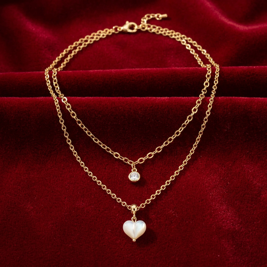 Collar Doble Corazón de Nácar