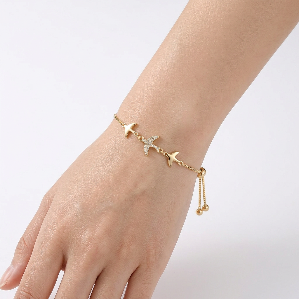 pulsera Ajustable Aves Doradas