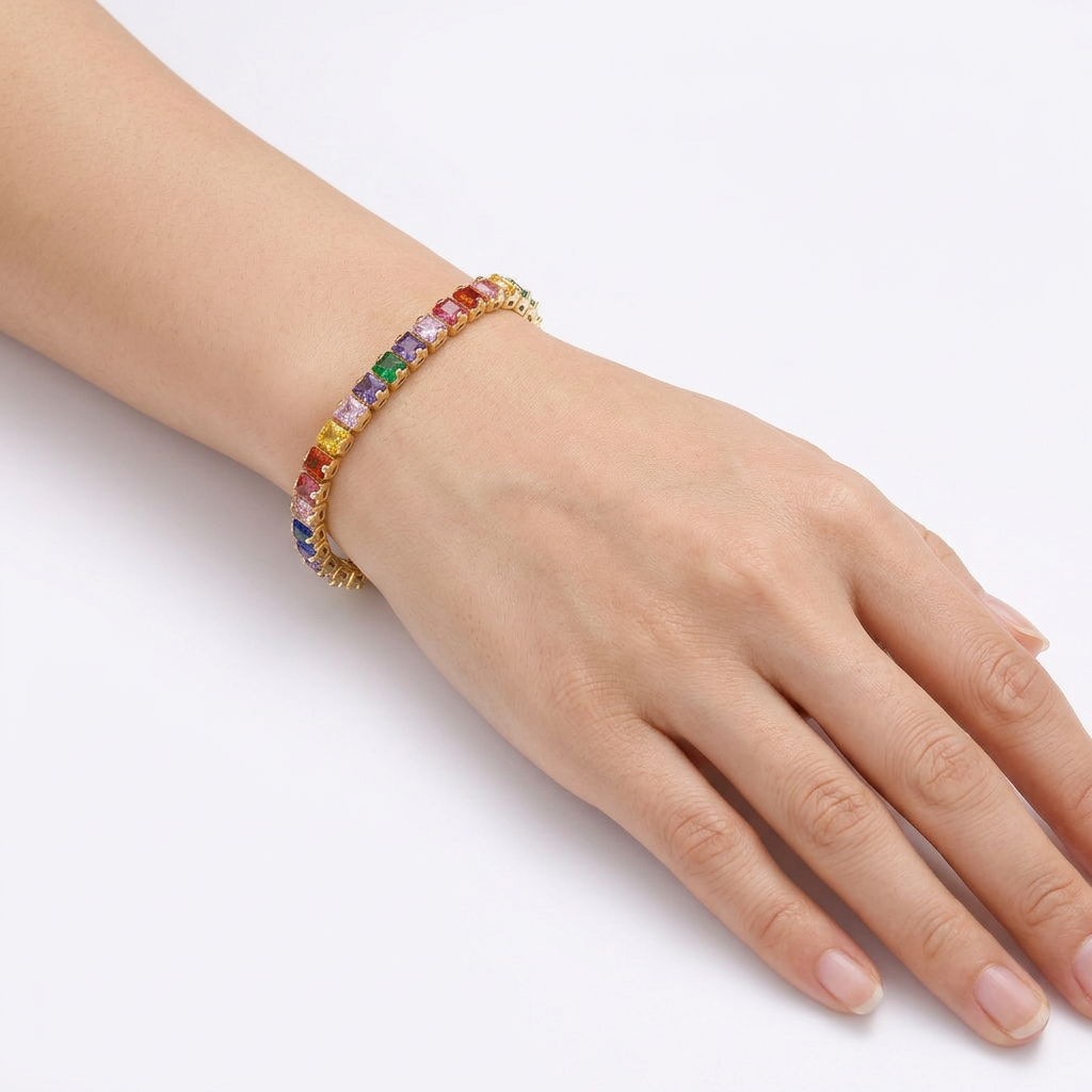 Pulsera Tennis Prisma Dorado
