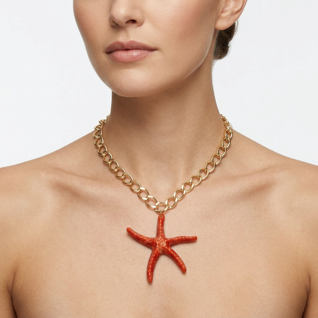 Collar Estrella coral