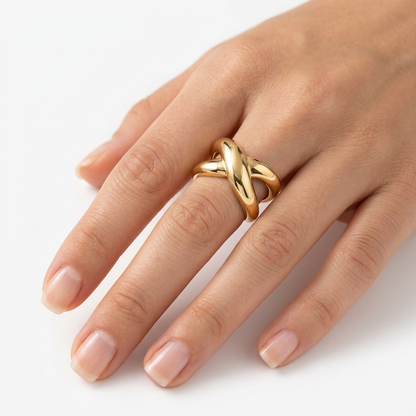 Anillo Ajustable Cruz Dorada