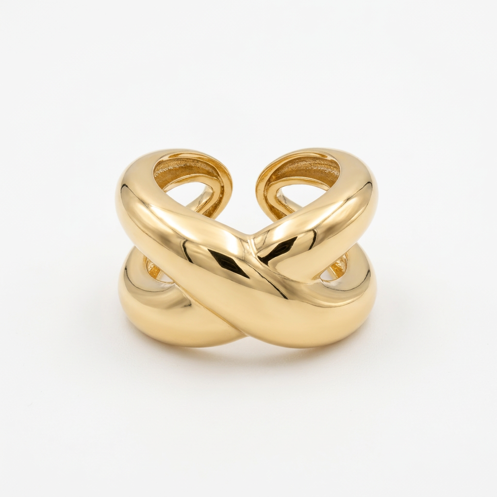 Anillo Ajustable Cruz Dorada