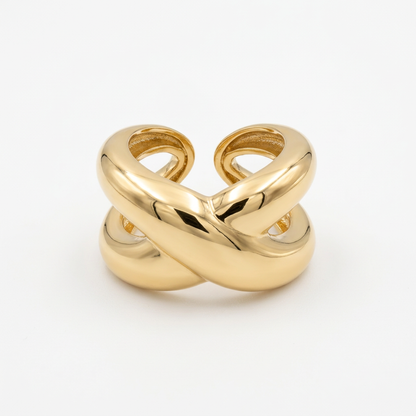 Anillo Ajustable Cruz Dorada