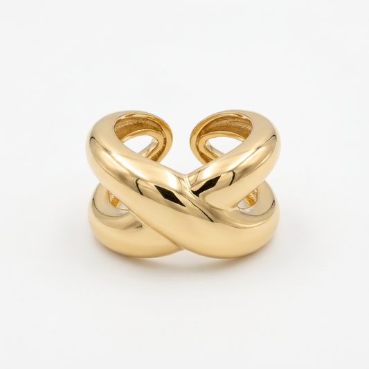 Anillo Ajustable Cruz Dorada