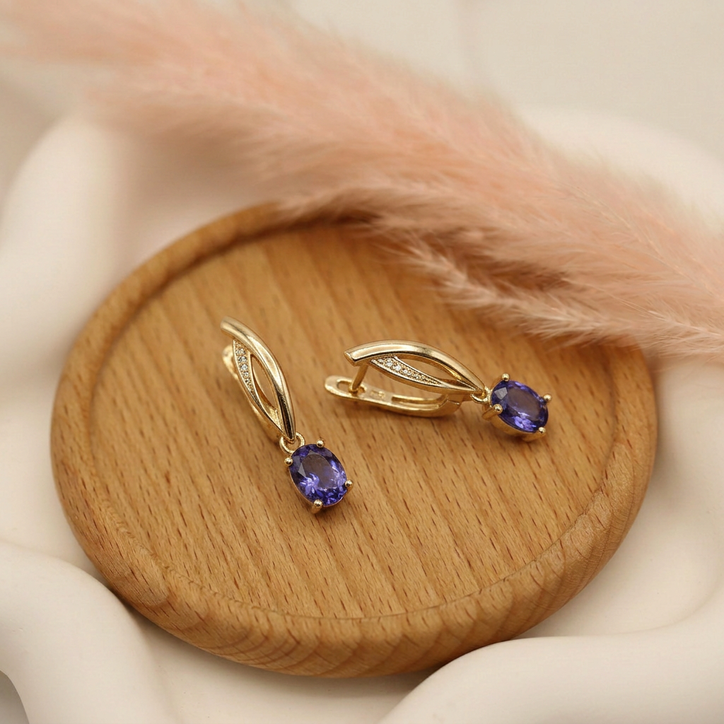Aros Colgantes Zafiro Violeta