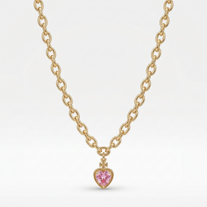 Collar Dije Corazón Rosado