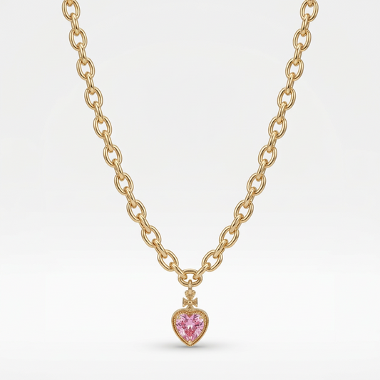 Collar Dije Corazón Rosado