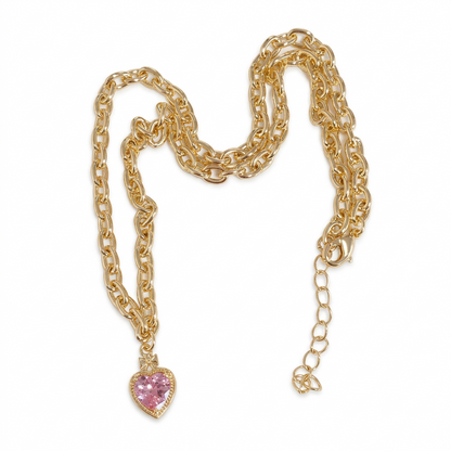 Collar Dije Corazón Rosado