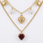 Collar Doble Corazón de Granate