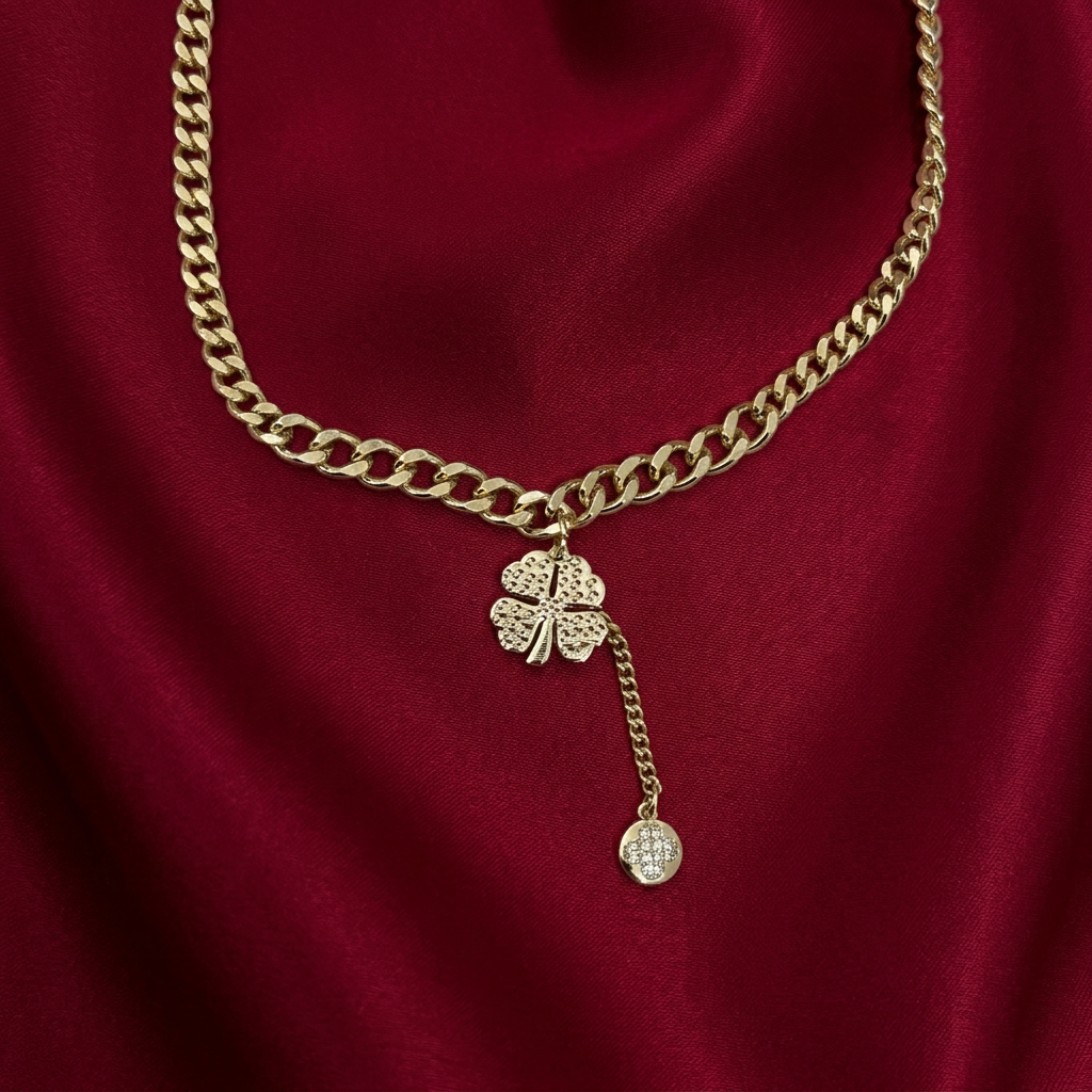 Collar Trébol Deseo Dorado