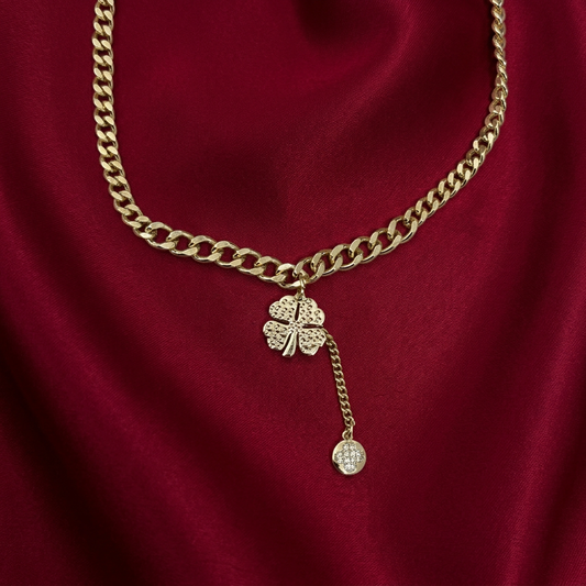 Collar Trébol Deseo Dorado