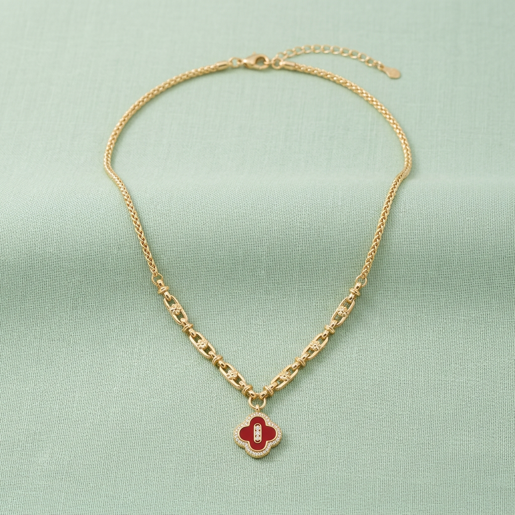 Collar Trébol Gala Roja
