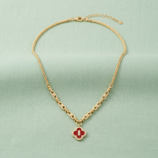 Collar Trébol Gala Roja