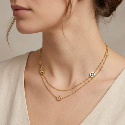 Collar Trébol Doble Destello