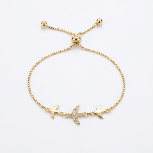 pulsera Ajustable Aves Doradas