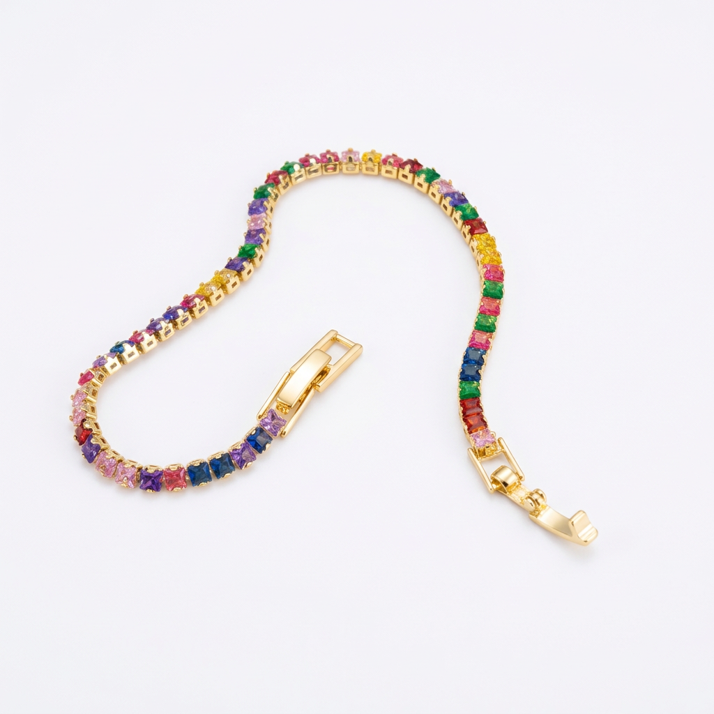 Pulsera Tennis Prisma Dorado