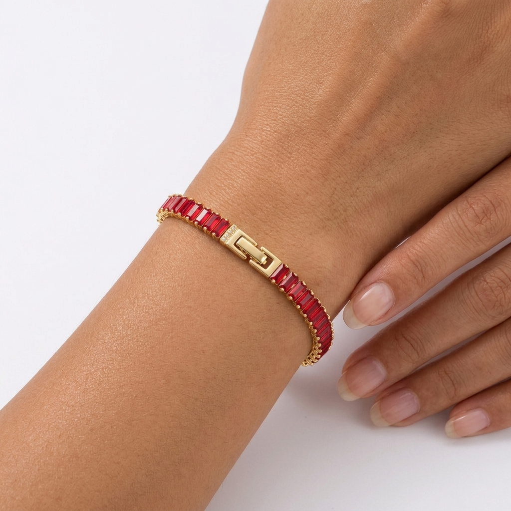 Pulsera Tennis Aurora Roja