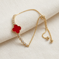 Pulsera Ajustable Trébol Carmín