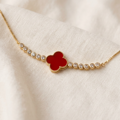Pulsera Ajustable Trébol Carmín
