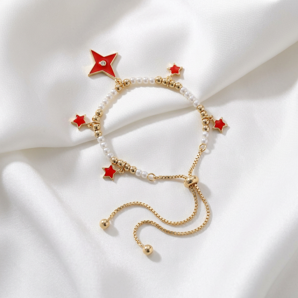 Pulsera Ajustable Estrellas Rojas