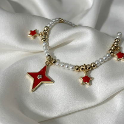 Pulsera Ajustable Estrellas Rojas