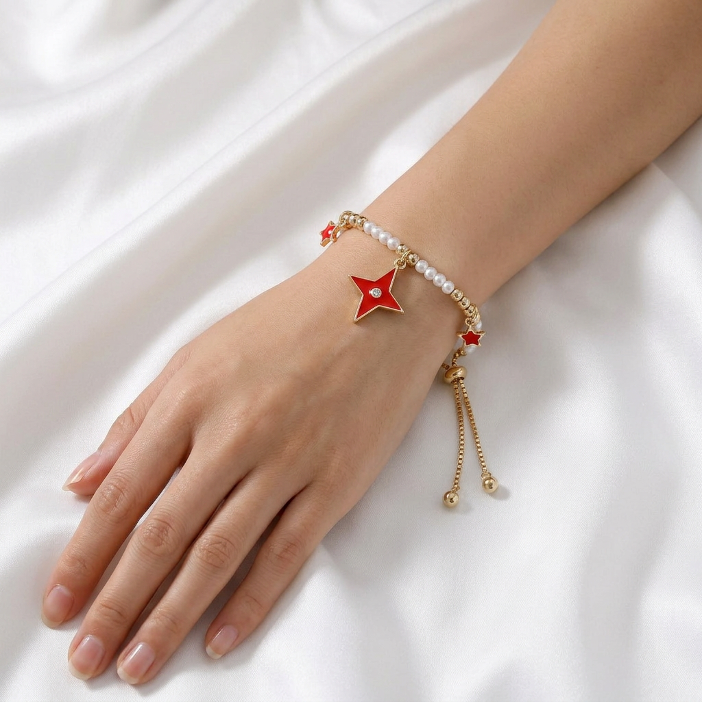 Pulsera Ajustable Estrellas Rojas