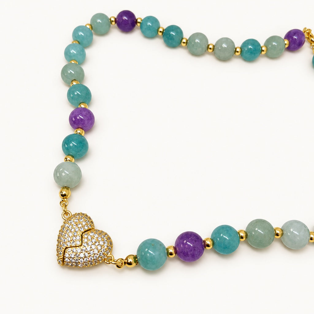 Collar Cuarzos & Corazón Pavé